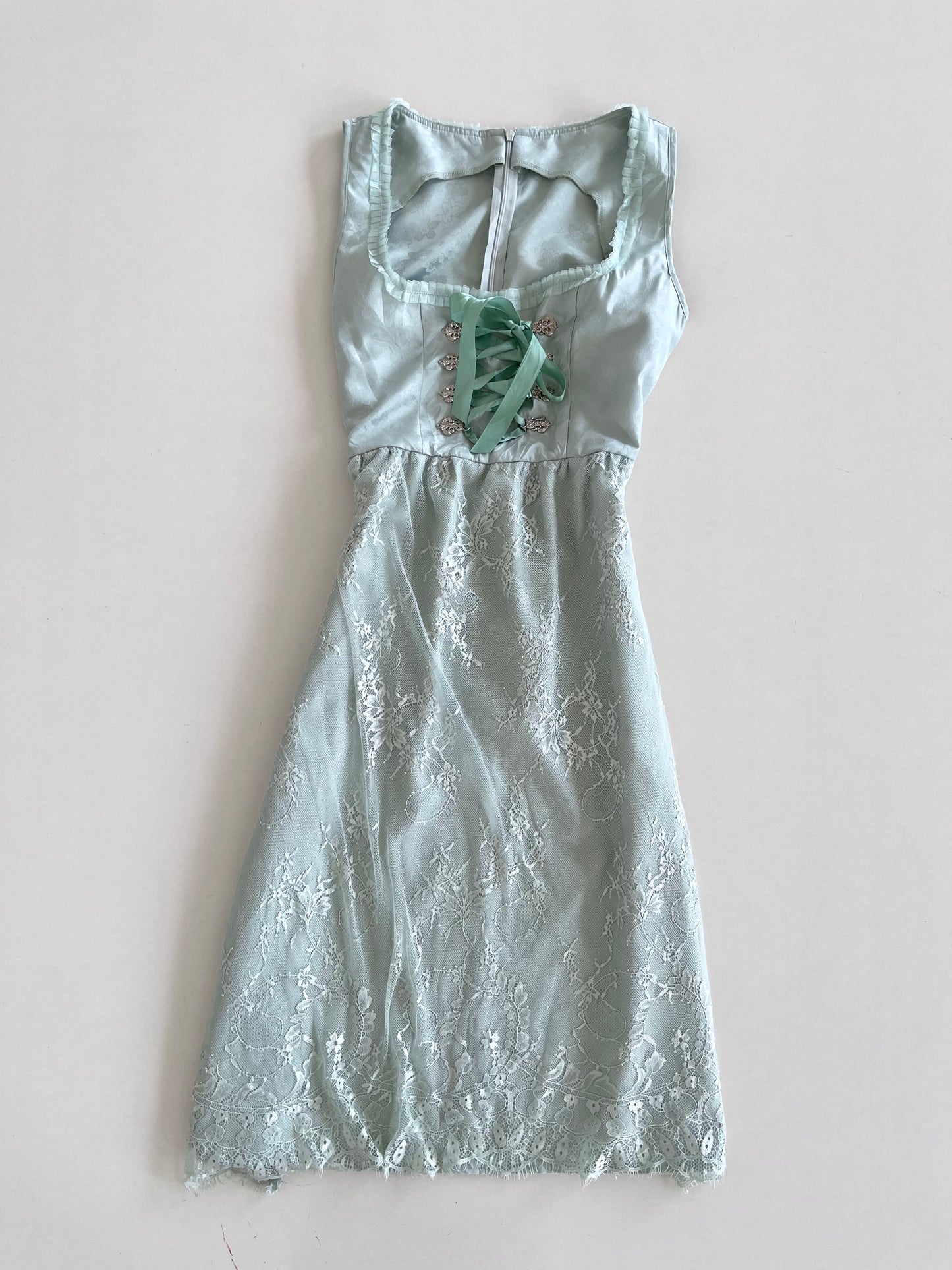 Square Neck Vintage Lace Dress-Bust 36