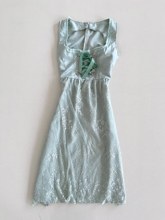 Square Neck Vintage Lace Dress-Bust 36