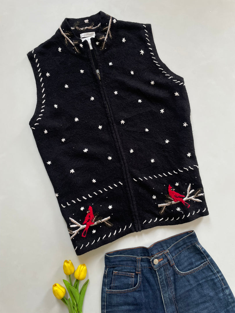 Christopher & Banks Hand Embroidered Sweater Vest-Bust 48