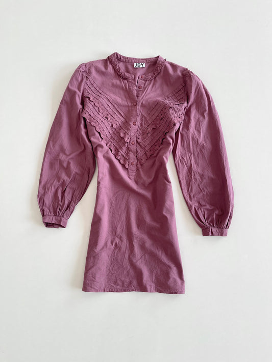 Vintage Ruffle Cotton Dress-Bust 40