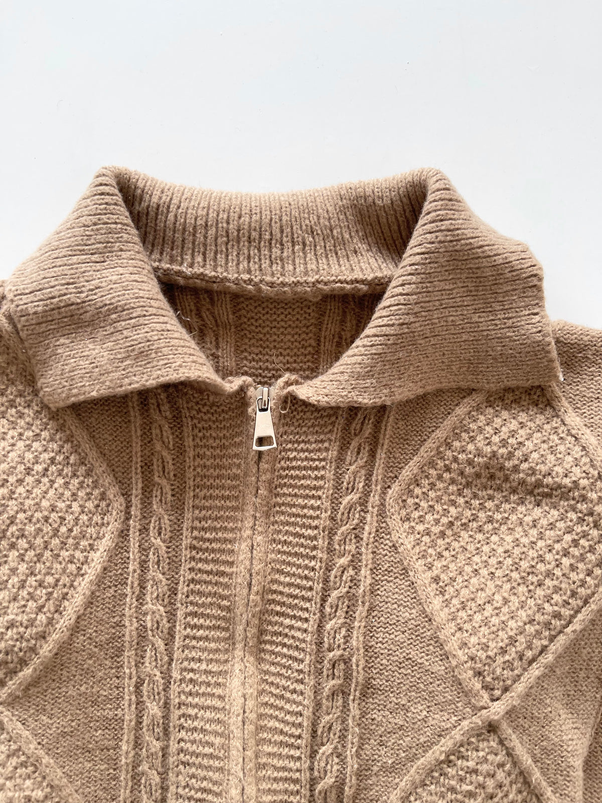 Solid Zipper Sweater-Bust 38