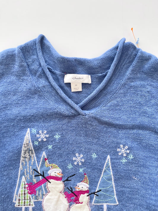 Cj Banks Christmas Embroidered Sweater-Bust 56