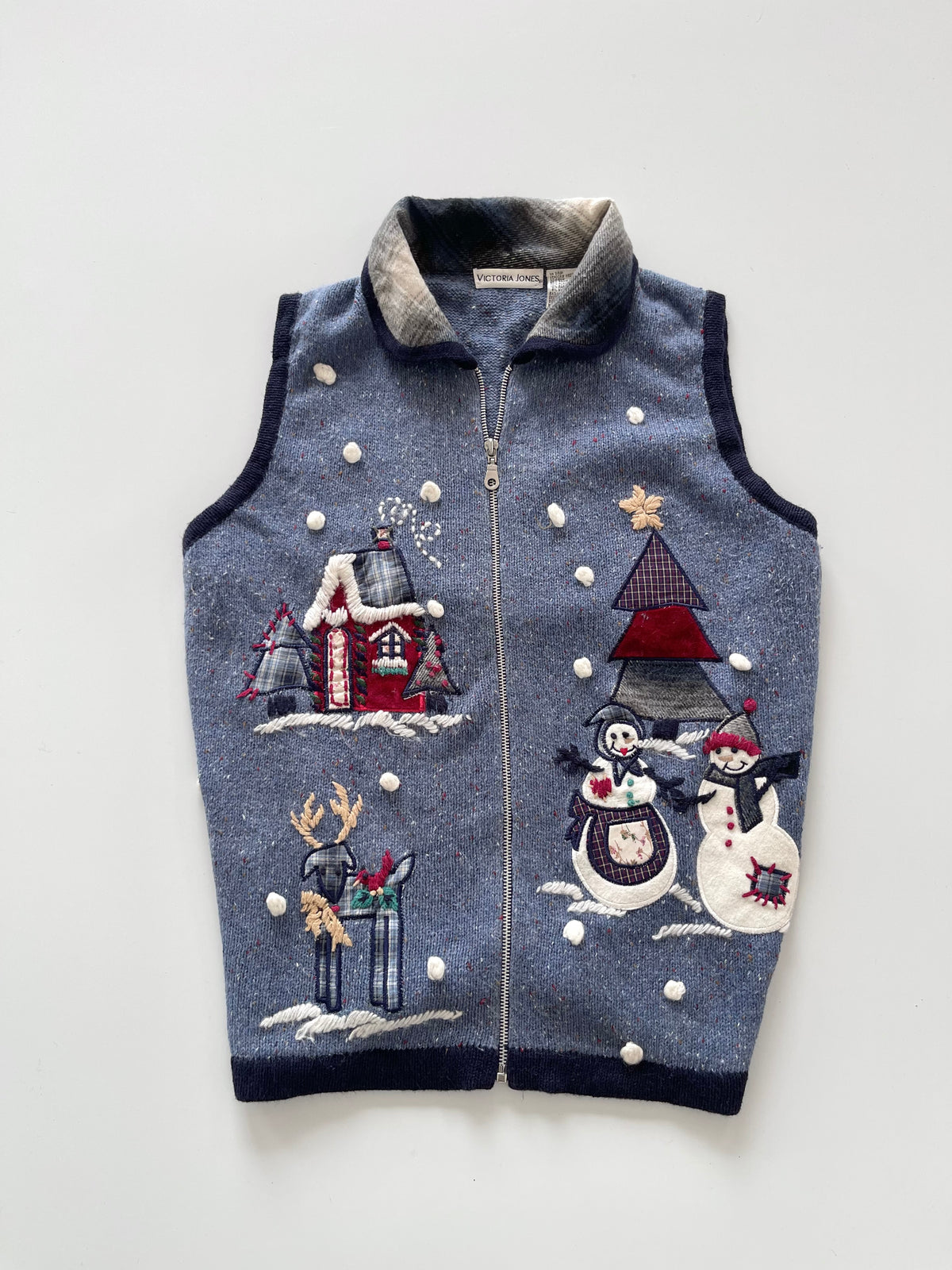 Victoria Jones Embroidered Christmas Vest Zipper-Bust 48