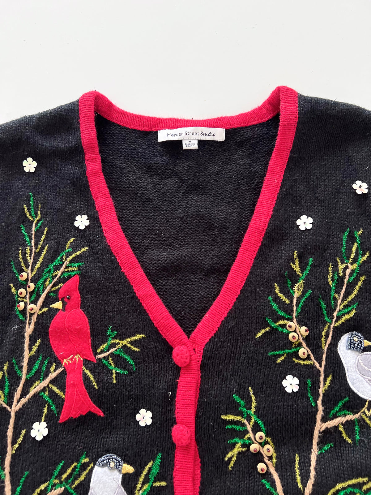 Mercer Street Studio Embroidered Vest Sweater-Bust 40