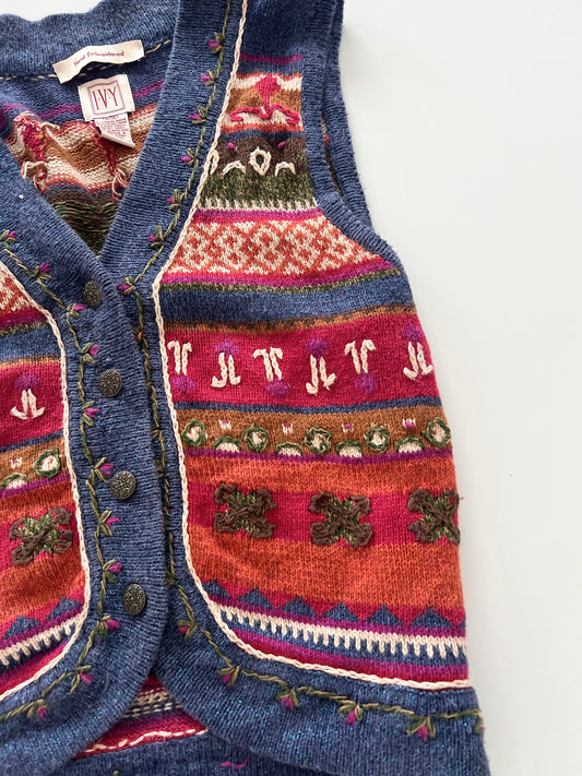LVY Embroidered Vest Sweater-Bust 42