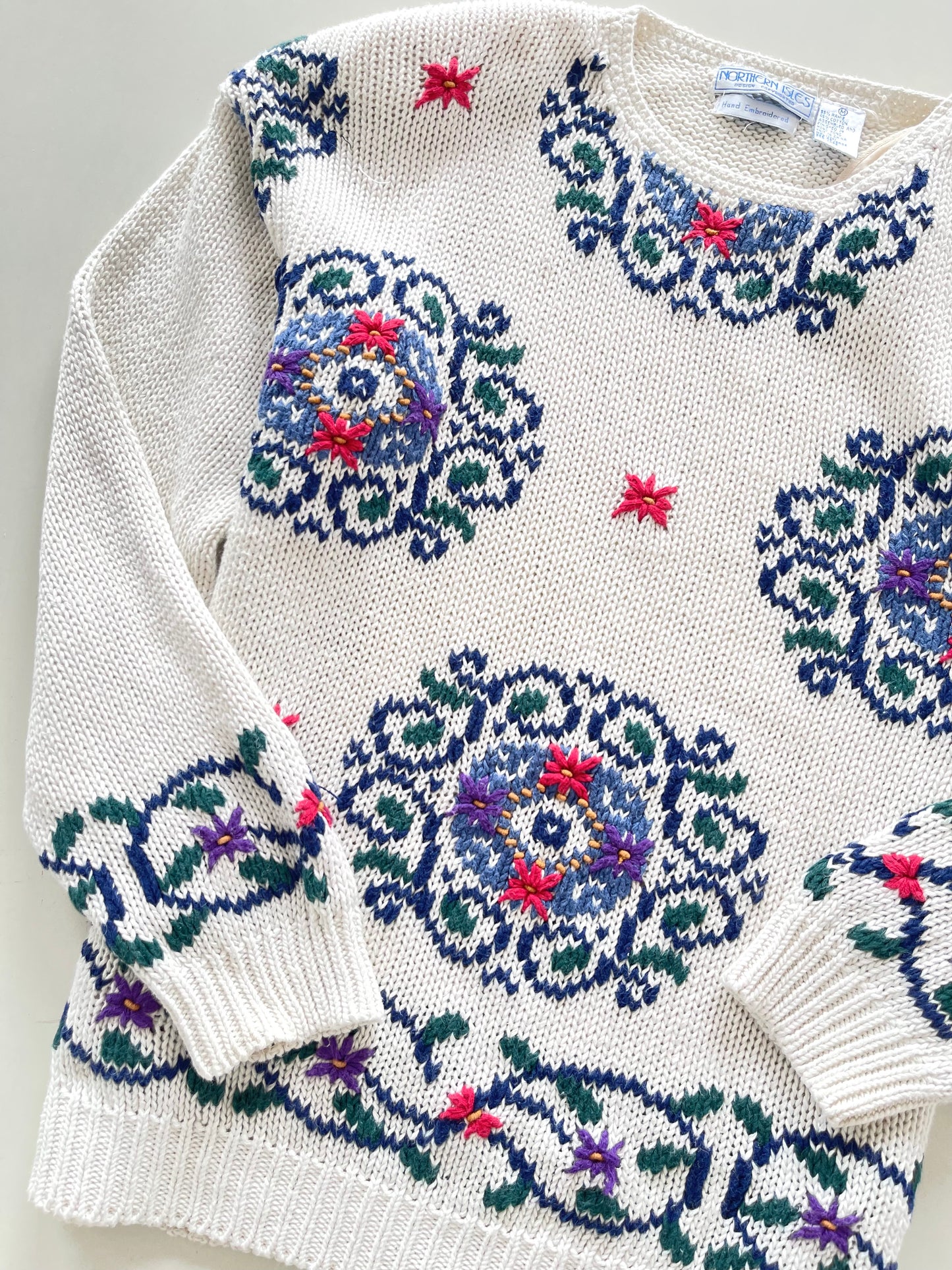 Northern Isles Hand Embroidered Vintage Sweater-Bust 44