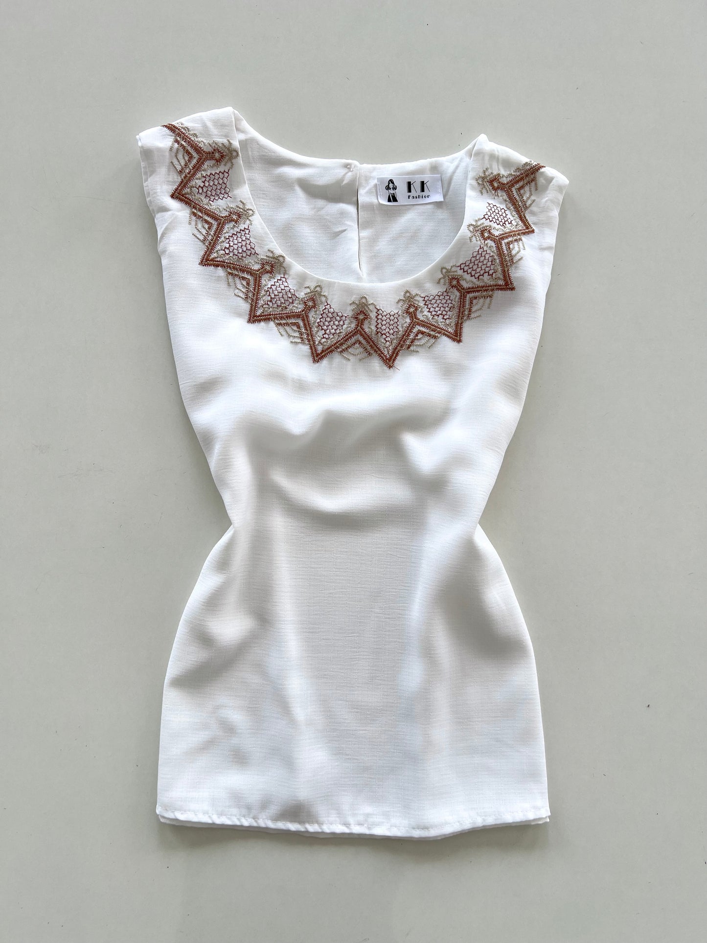 Embroidered Sheer Vintage Top-Bust 36