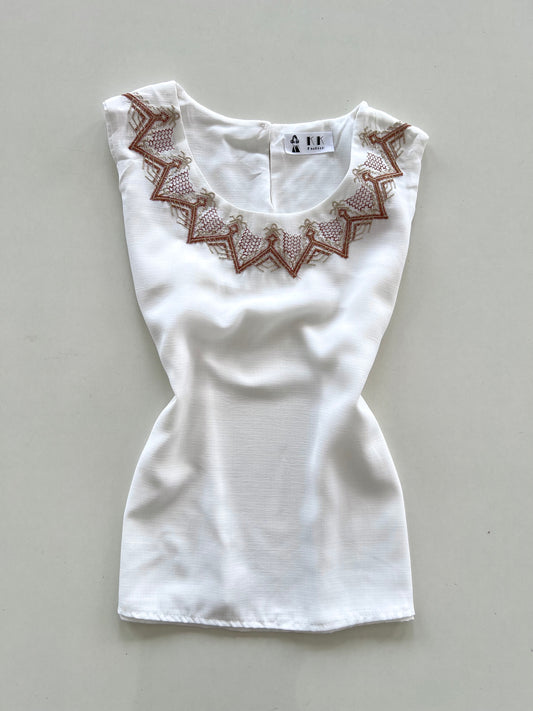 Embroidered Sheer Vintage Top-Bust 36