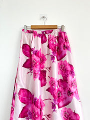 Floral Satin Long Skirt-Waist 32 to 36