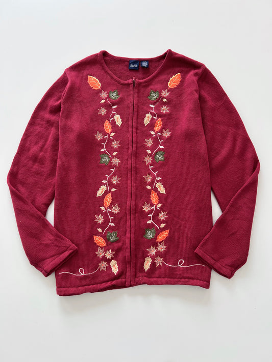 Basic Editions Embroidered Zipper Sweater-Bust 48