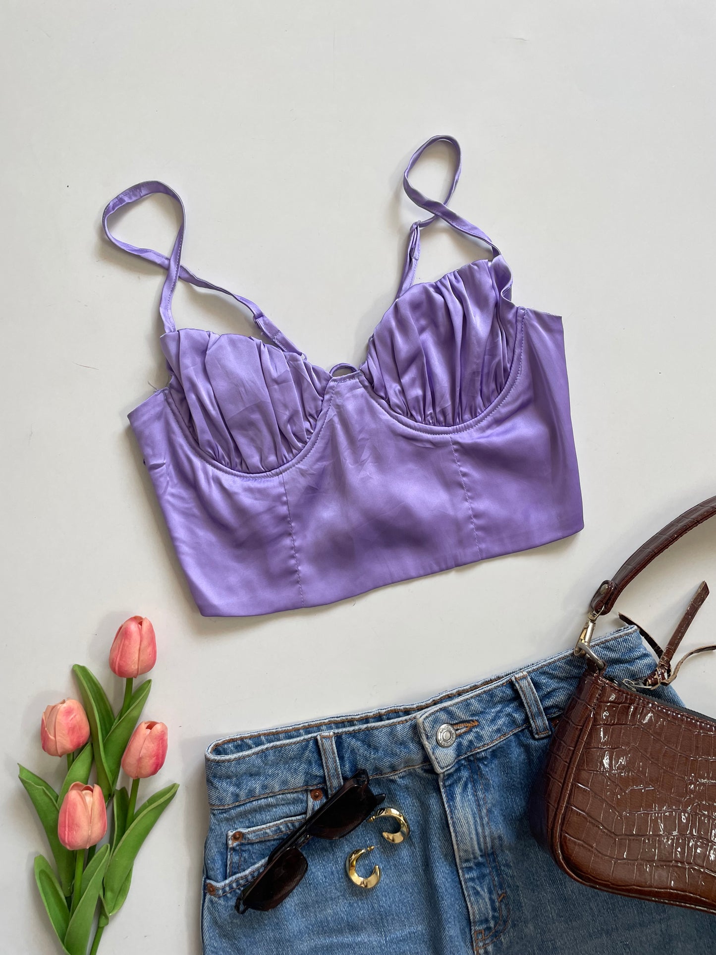 LAVENDER SATIN TOP - BUST 28 to 32