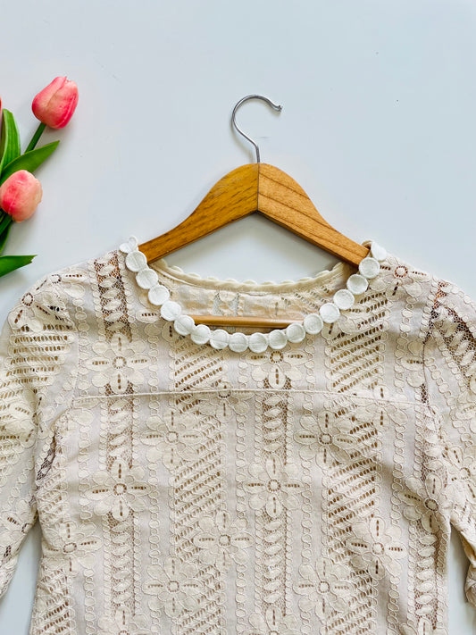 BEIGE LACE TOP - BUST 32