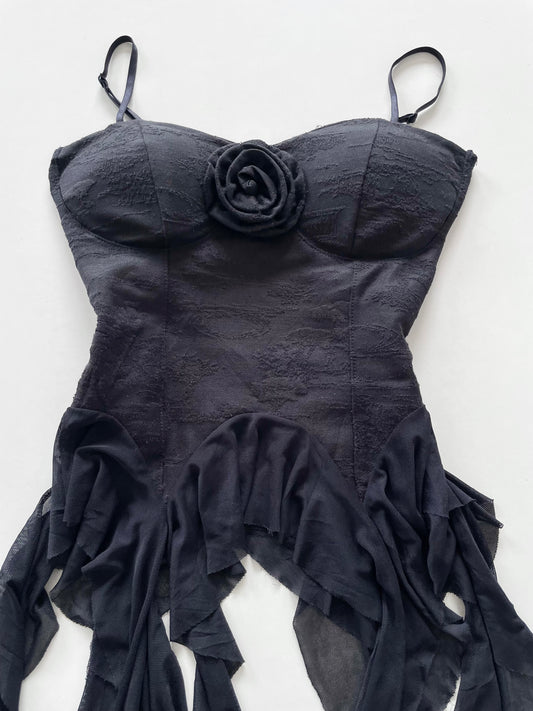 Ruffle Black Top-Bust 32 to 34