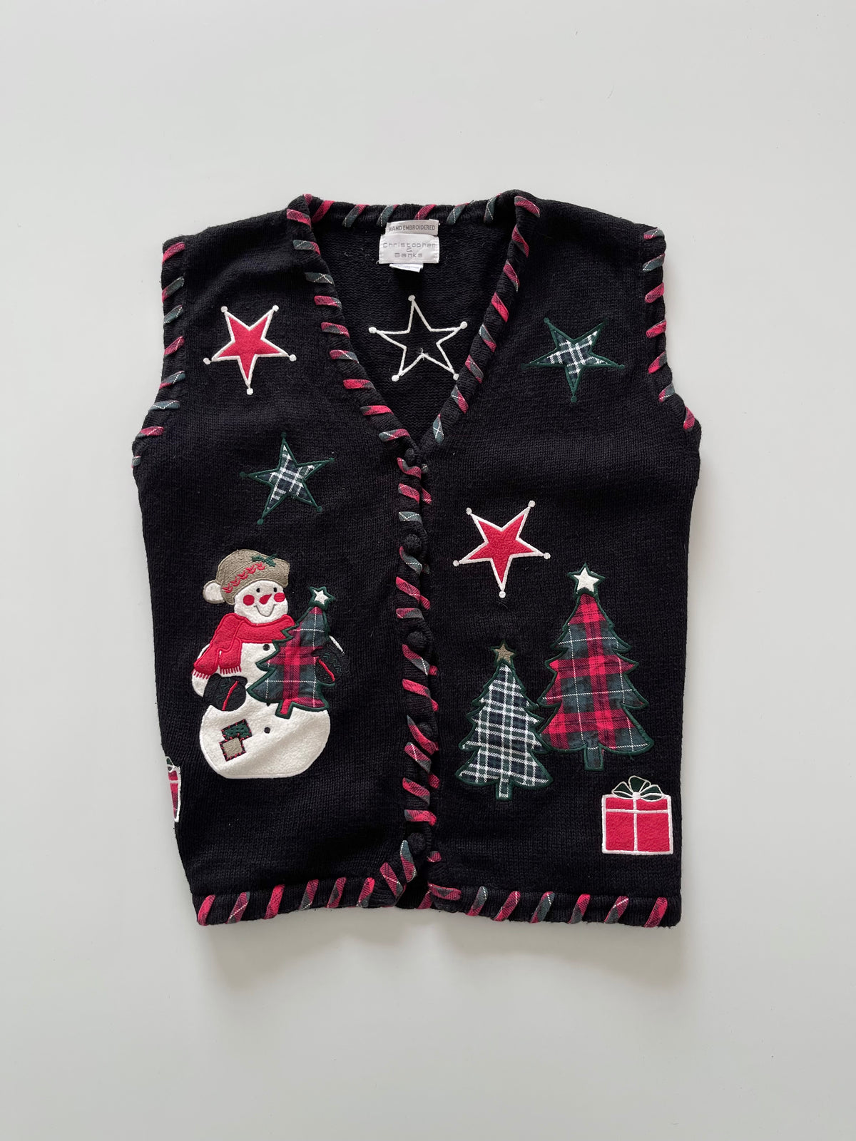 Christopher&Banks Embroidered Christmas Vest Sweater-Bust 44