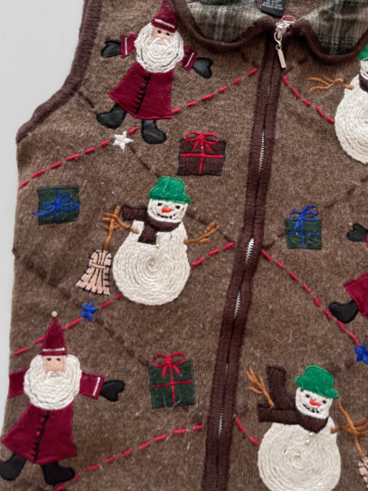 Designed Studio Originals Embroidered Christmas Vest Sweater-Bust 44