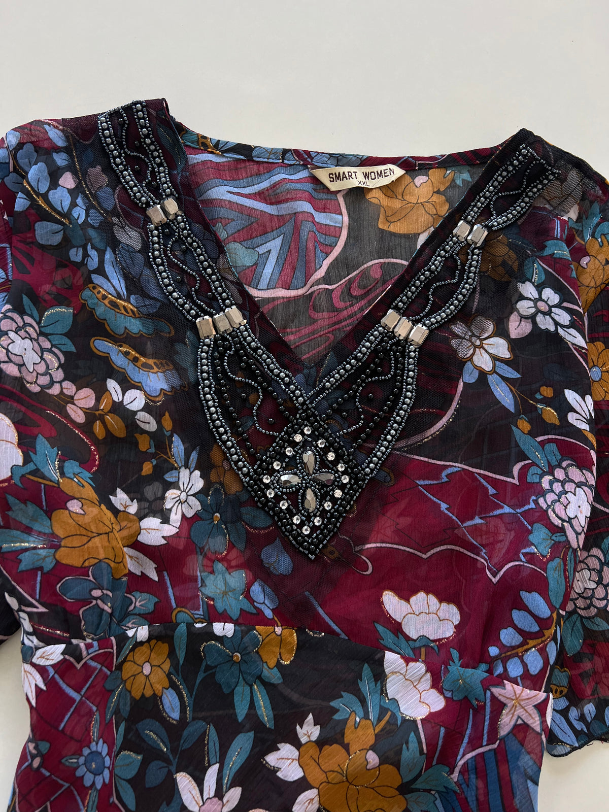 Smart Women Sheer Embroidered Top-Bust 42