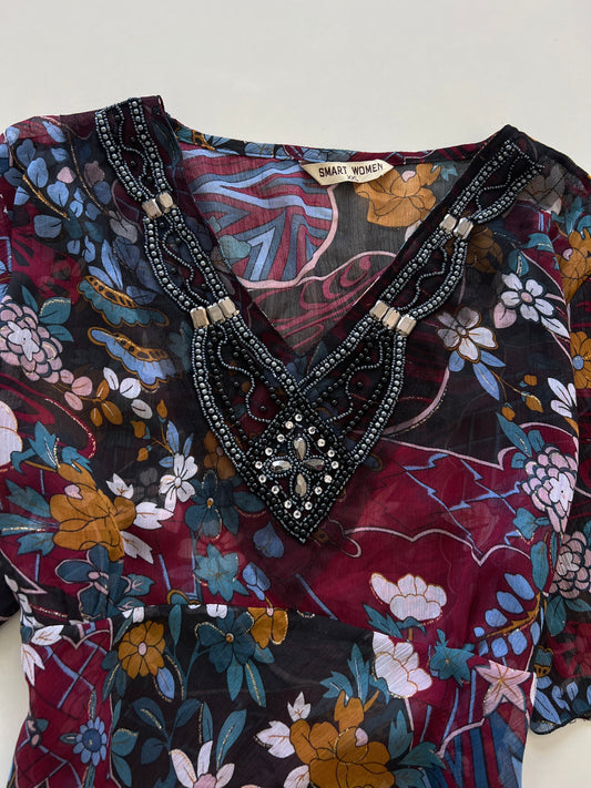 Smart Women Sheer Embroidered Top-Bust 42