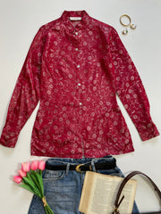 Jacquard Maroon Shirt-Bust 34