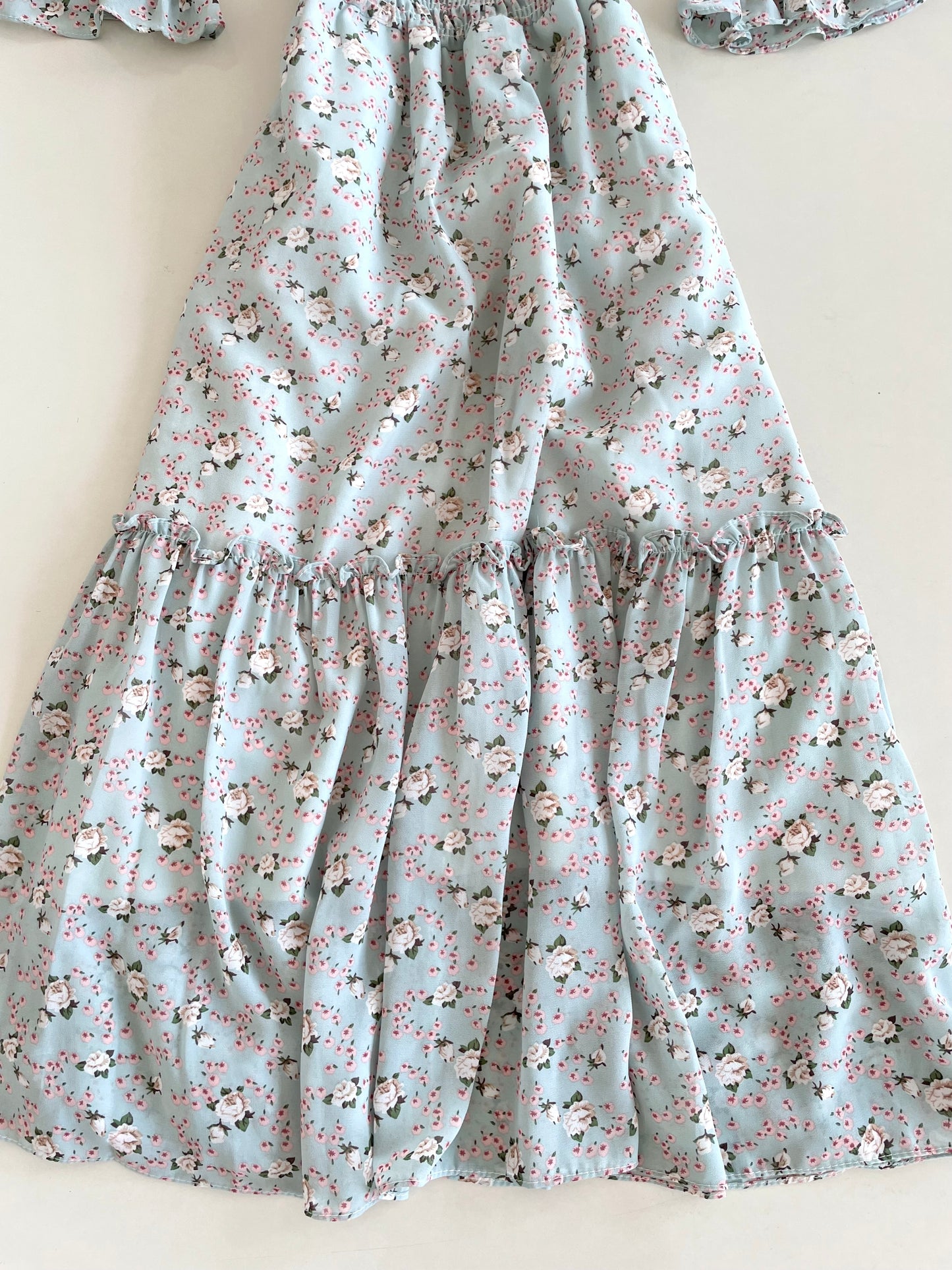 Powder Blue Flower Dress-Bust 40