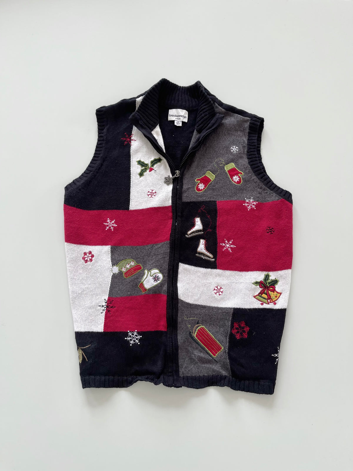 Breckenridge Embroidered Christmas Vest Sweater-Bust 46