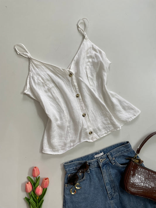 HM LINEN WHITE TOP - BUST 40