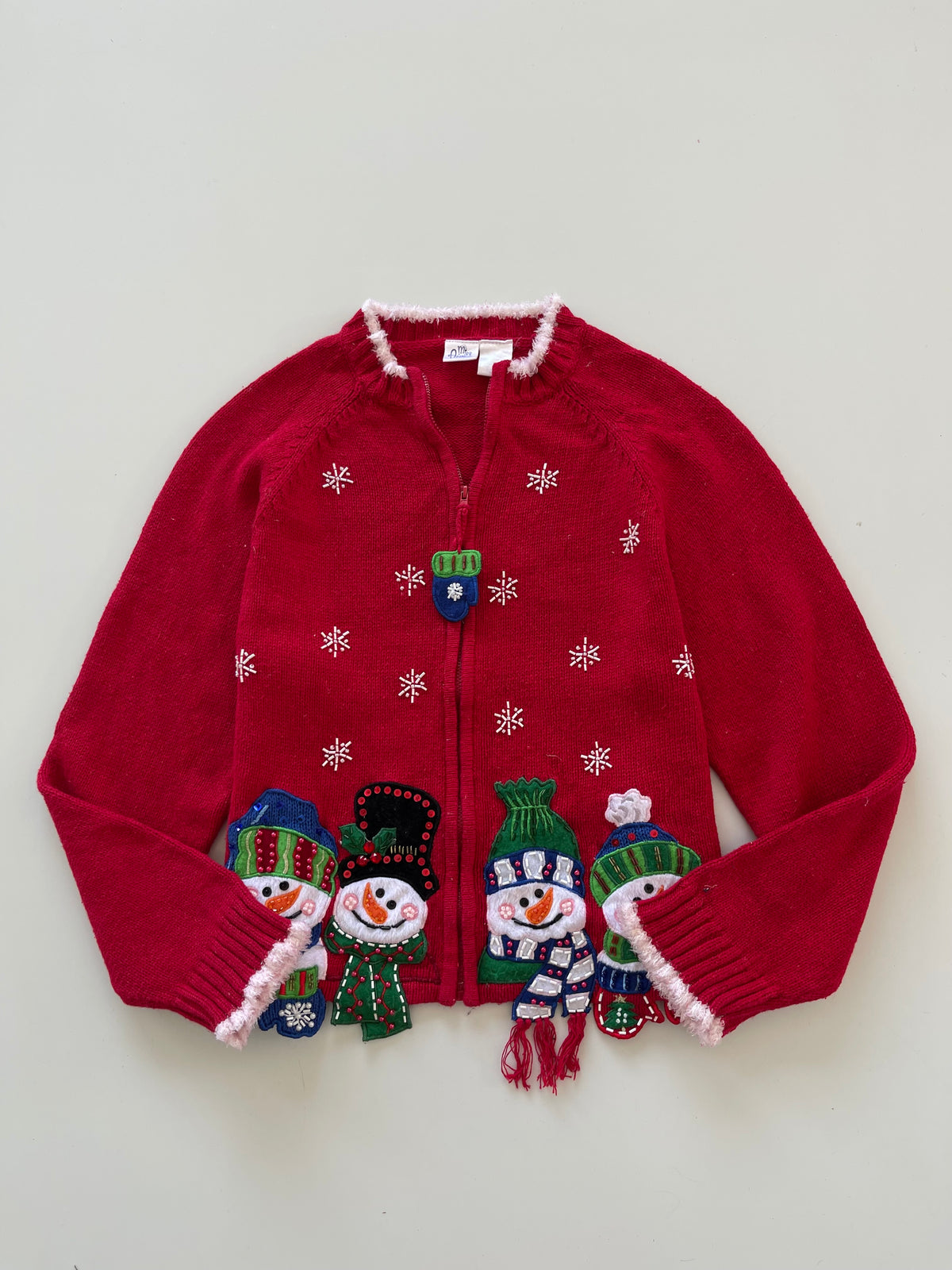 Miss Attitude Christmas Embroidered Zipper Sweater-Bust 38