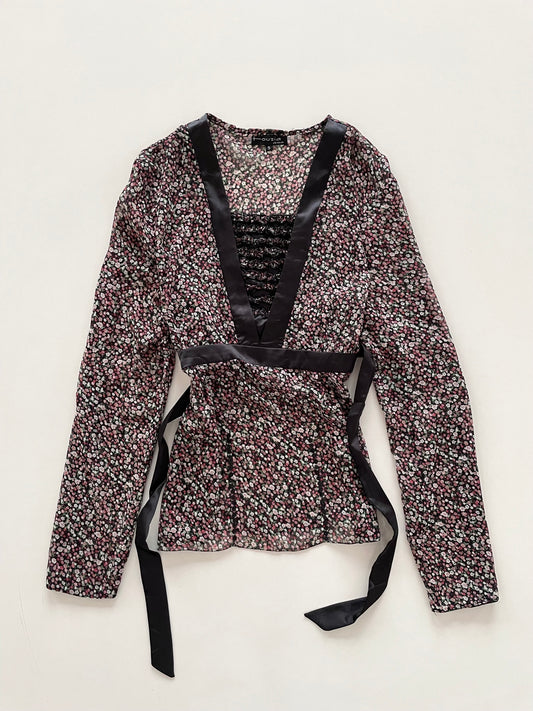 Fouzia Floral Sheer Vintage Top-Bust 42