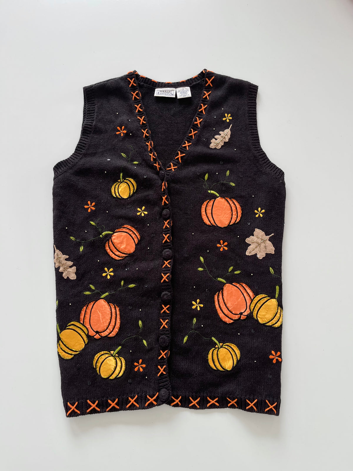 Basic Editions Embroidered Christmas Vest Sweater-Bust 48