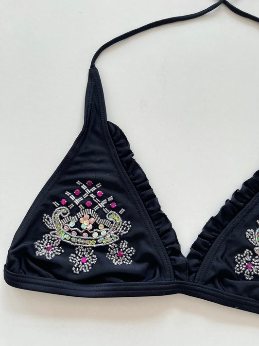 Embroidered Bikini Top-Bust 32 to 34