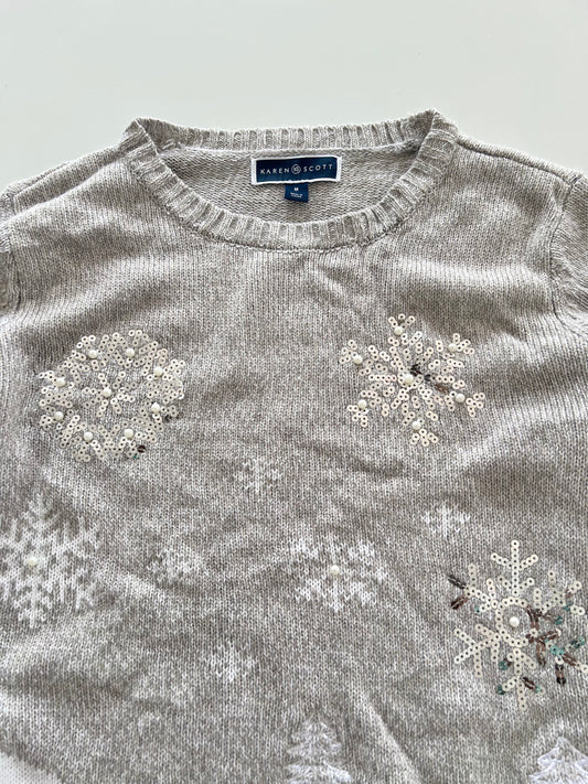 Karen Scott Embroidered Christmas Sweater-Bust 40