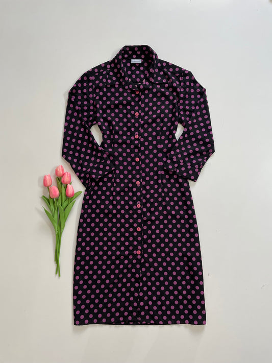 3 SUISSES POLKA DOTTED BUTTON DOWN DRESS - BUST 36