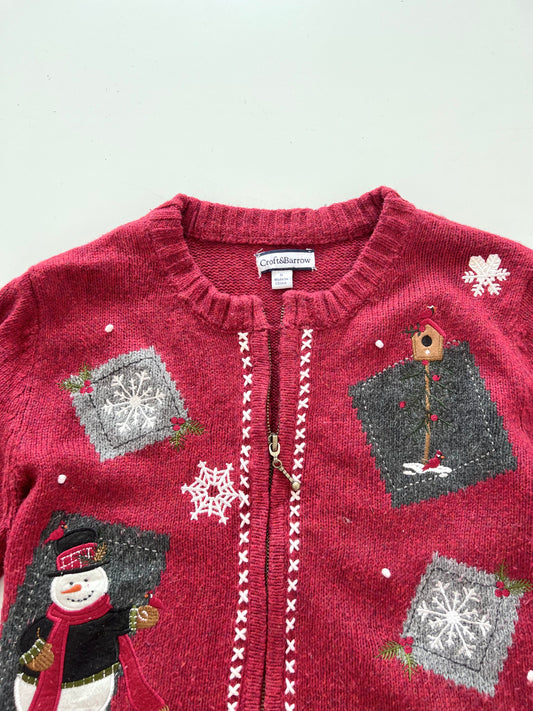 Croft&Barrow Embroidered Christmas Zipper Sweater-Bust 40