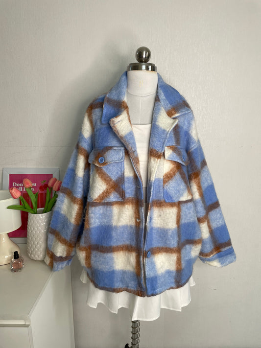 BLUE CHECKERED SHACKET - BUST 50