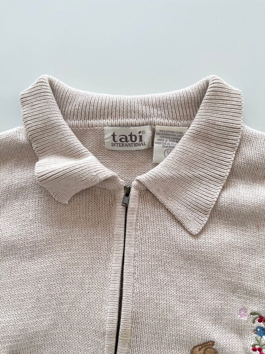 Tabi International Embroidered Zipper Sweater-Bust 46