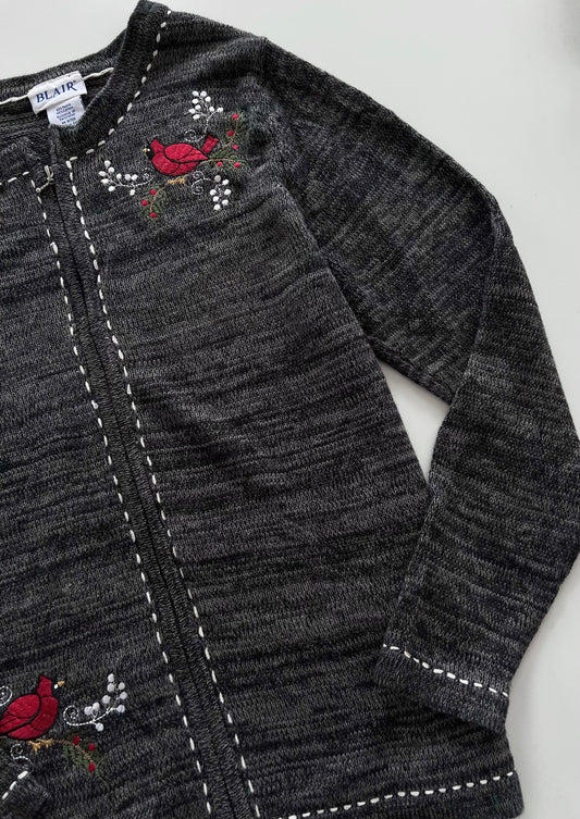 Blair Embroidered Zipper Sweater-Bust 46