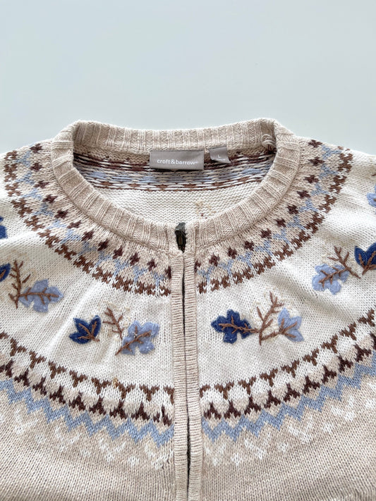 Croft&Barrow Embroidered Zipper Sweater-Bust 50