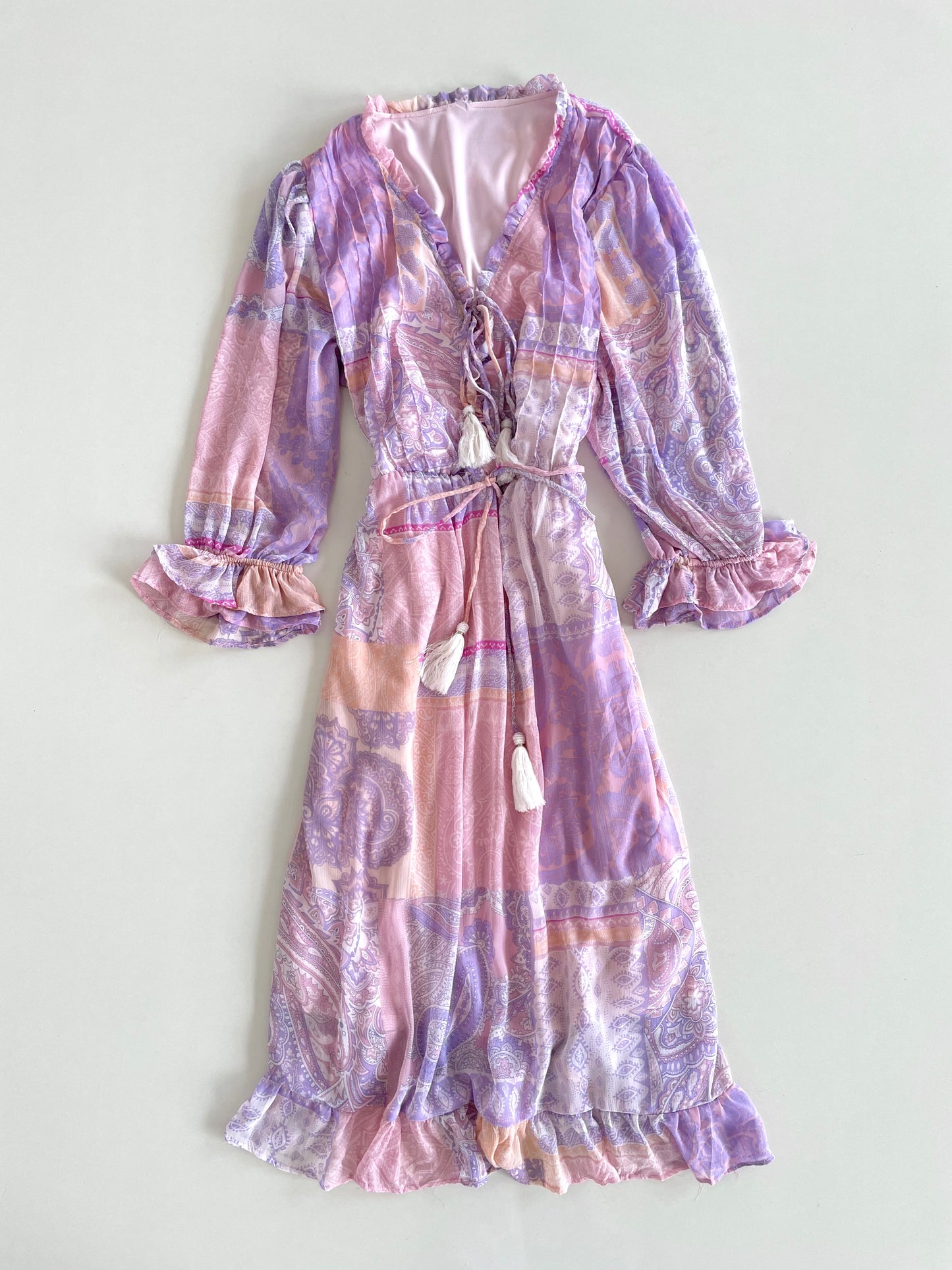 Purple & Pink Vintage Dress-Bust 46 to 48