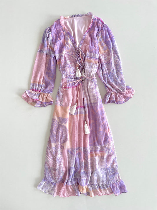 Purple & Pink Vintage Dress-Bust 46 to 48