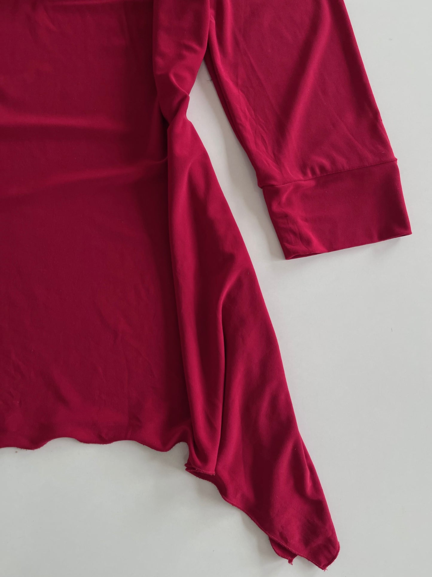 Asymmetric Red Ruffle Vintage Top-Bust 42 to 44
