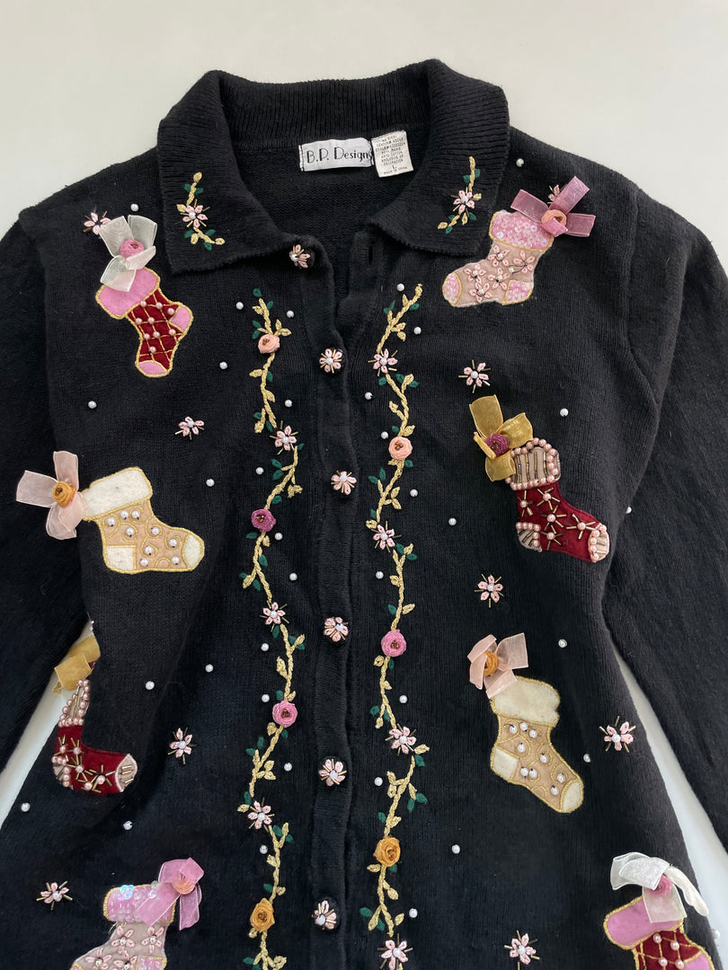 Embroidered Christmas Sweater-Bust 44