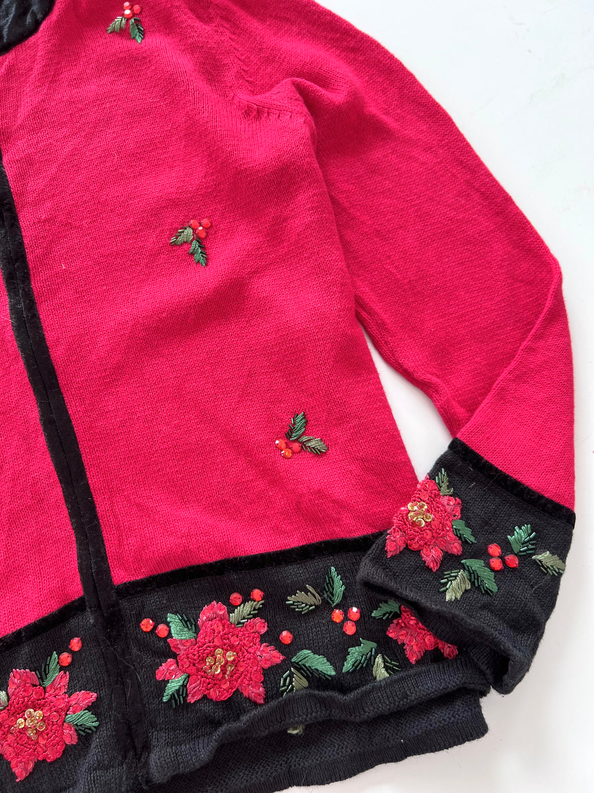 Tiara International Embroidered Zip Up Sweater-Bust 46