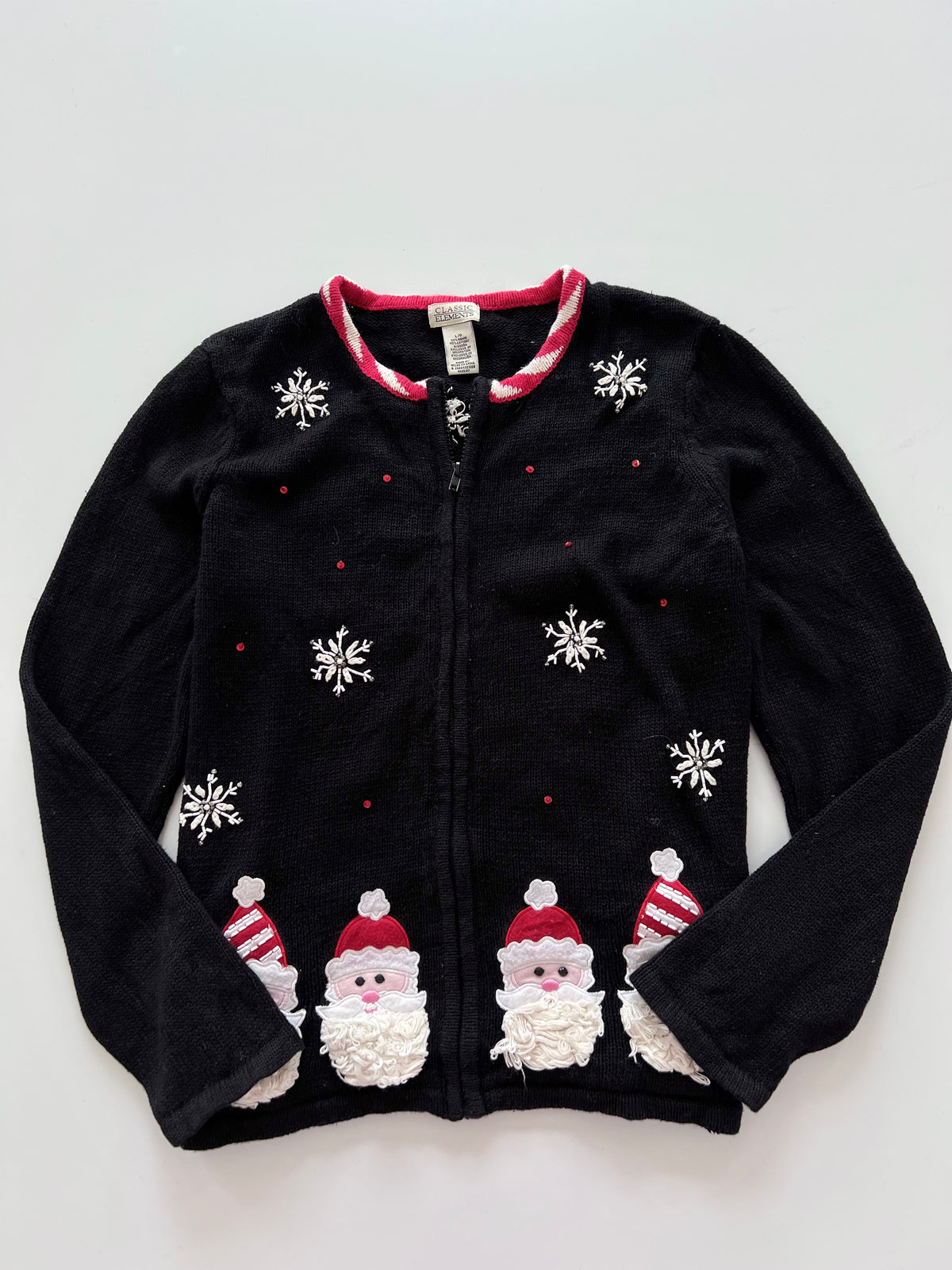 Classic Elements Embroidered Christmas Zipper Sweater-Bust 46