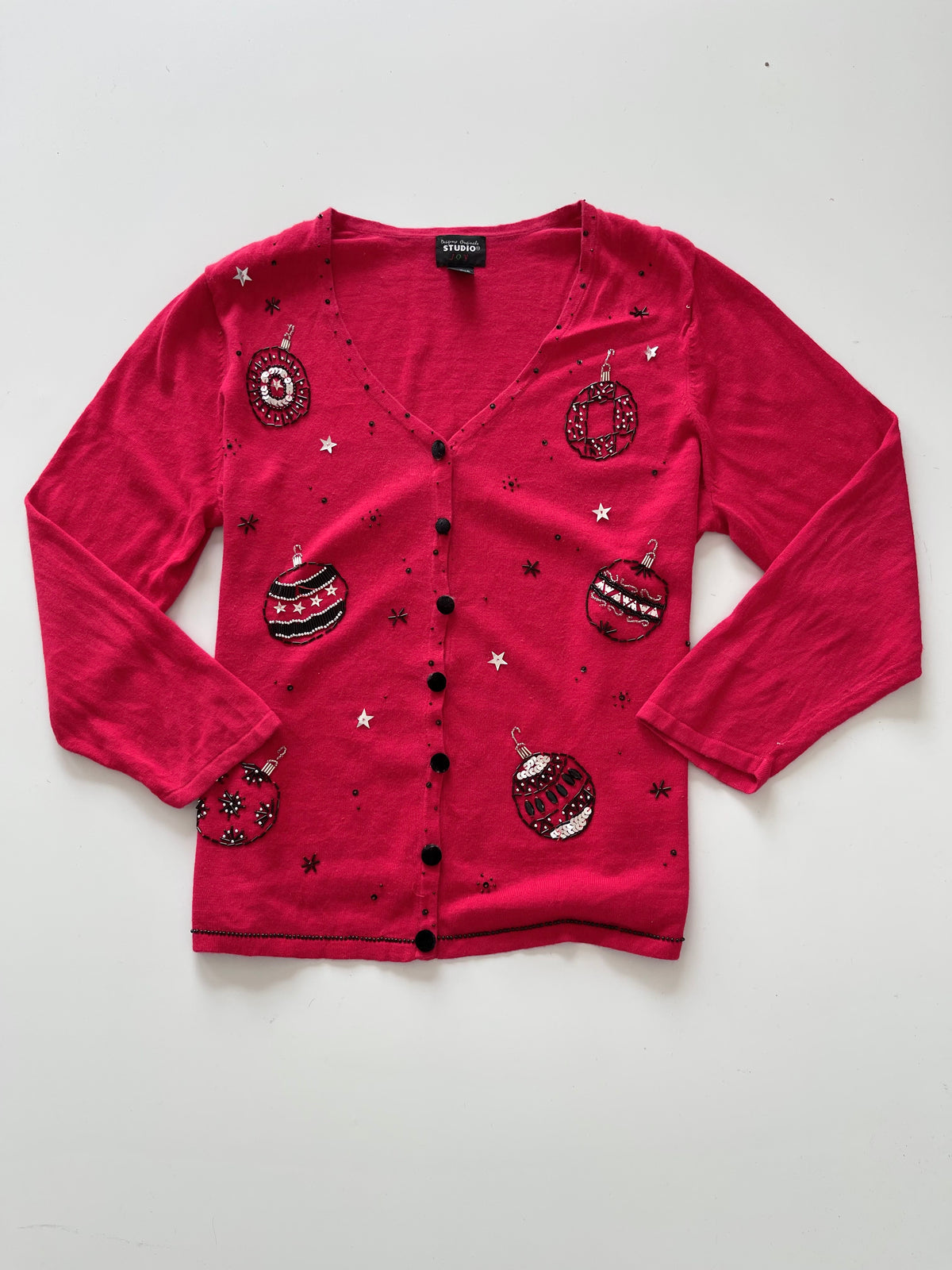 Studio Joy Embroidered Christmas Cardigan Sweater-Bust 54