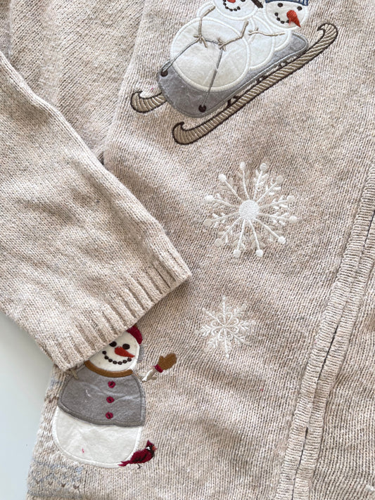 Croft&Barrow Christmas Embroidered Zipper Sweater-Bust 54
