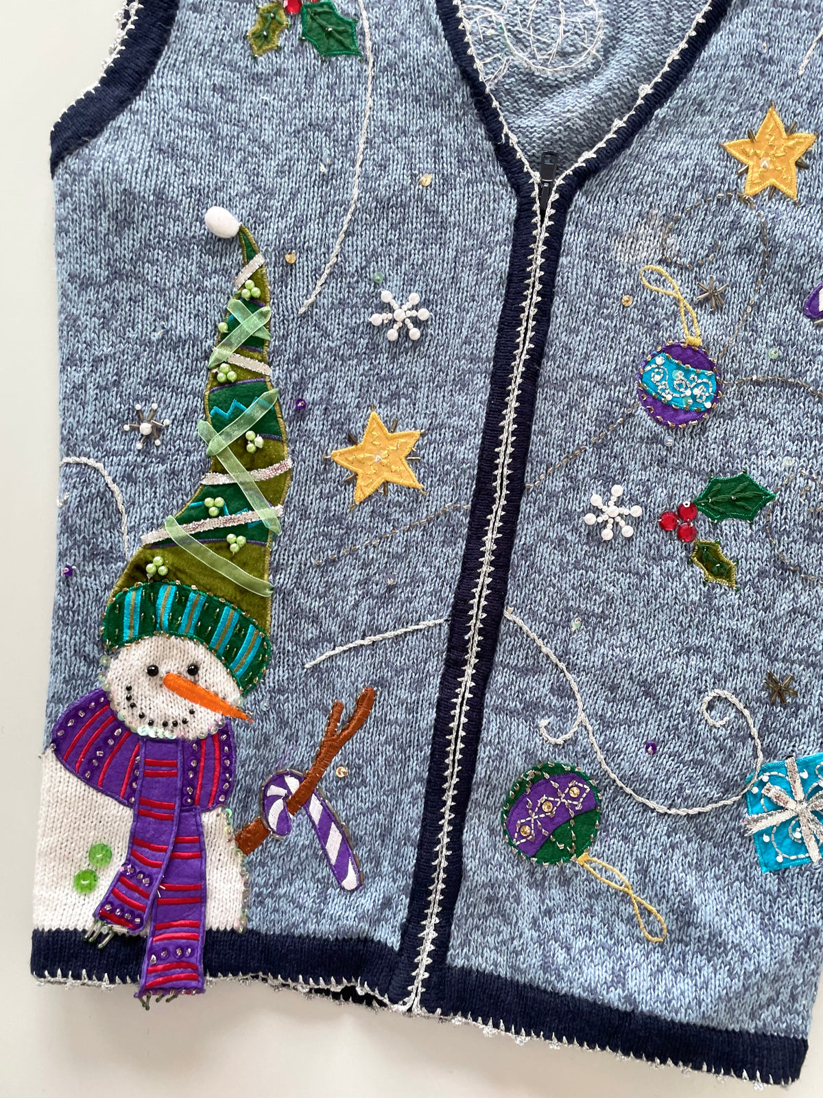 White Stag Christmas Embroidered Vest Sweater-Bust 48