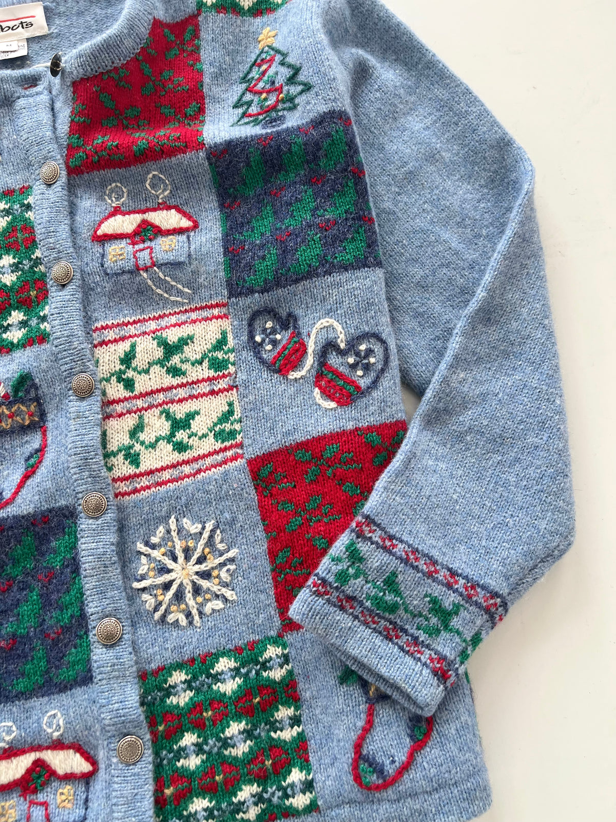Talbots 100% Wool Embroidered Christmas Sweater-Bust 42