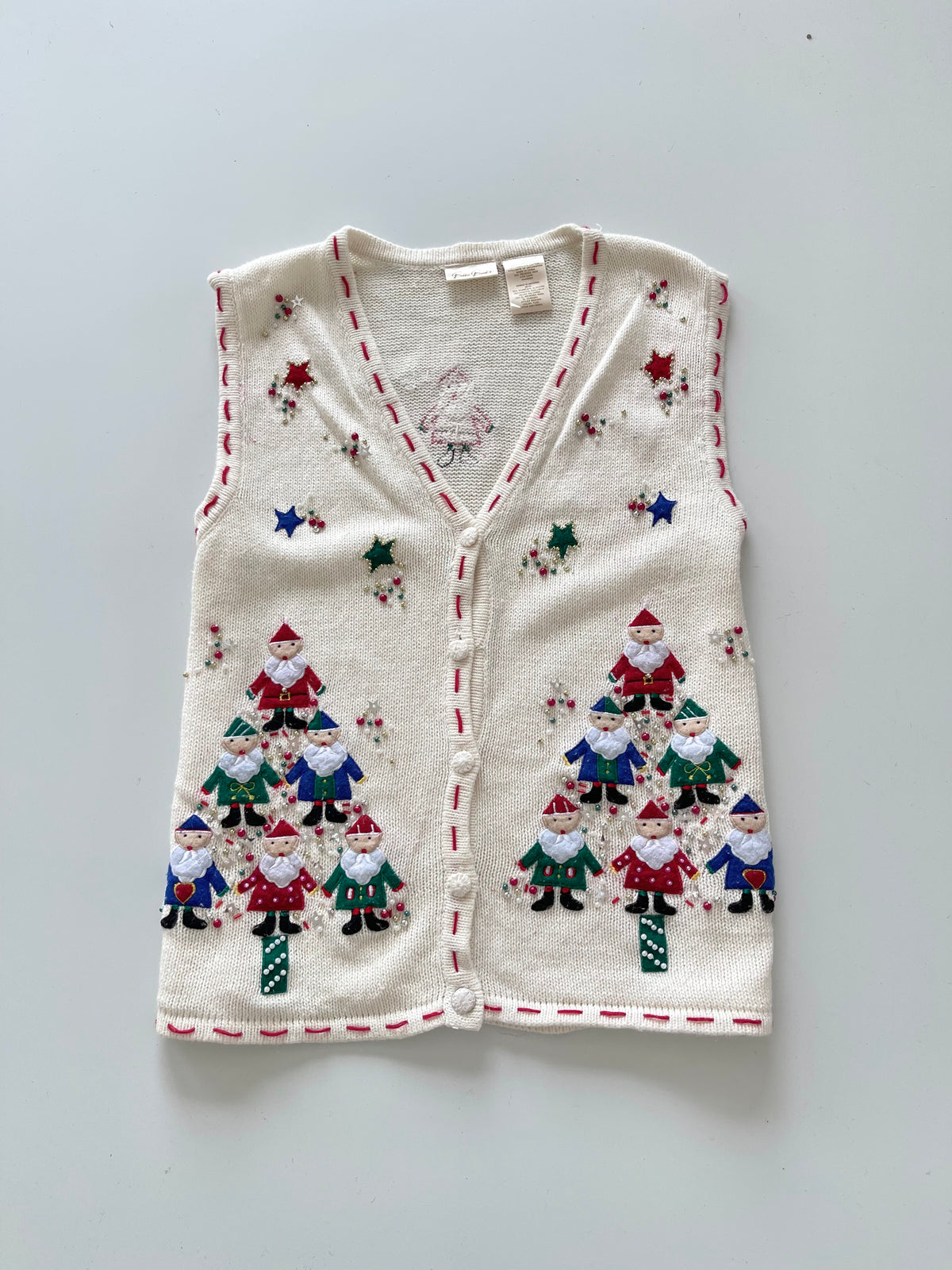 Bobbie Brooks Embroidered Christmas Vest Sweater-Bust 42