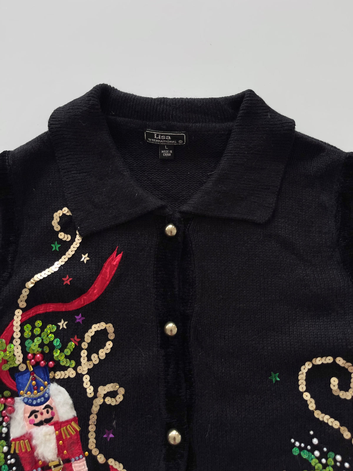 Lisa International Embroidered Christmas Vest Sweater-Bust 44