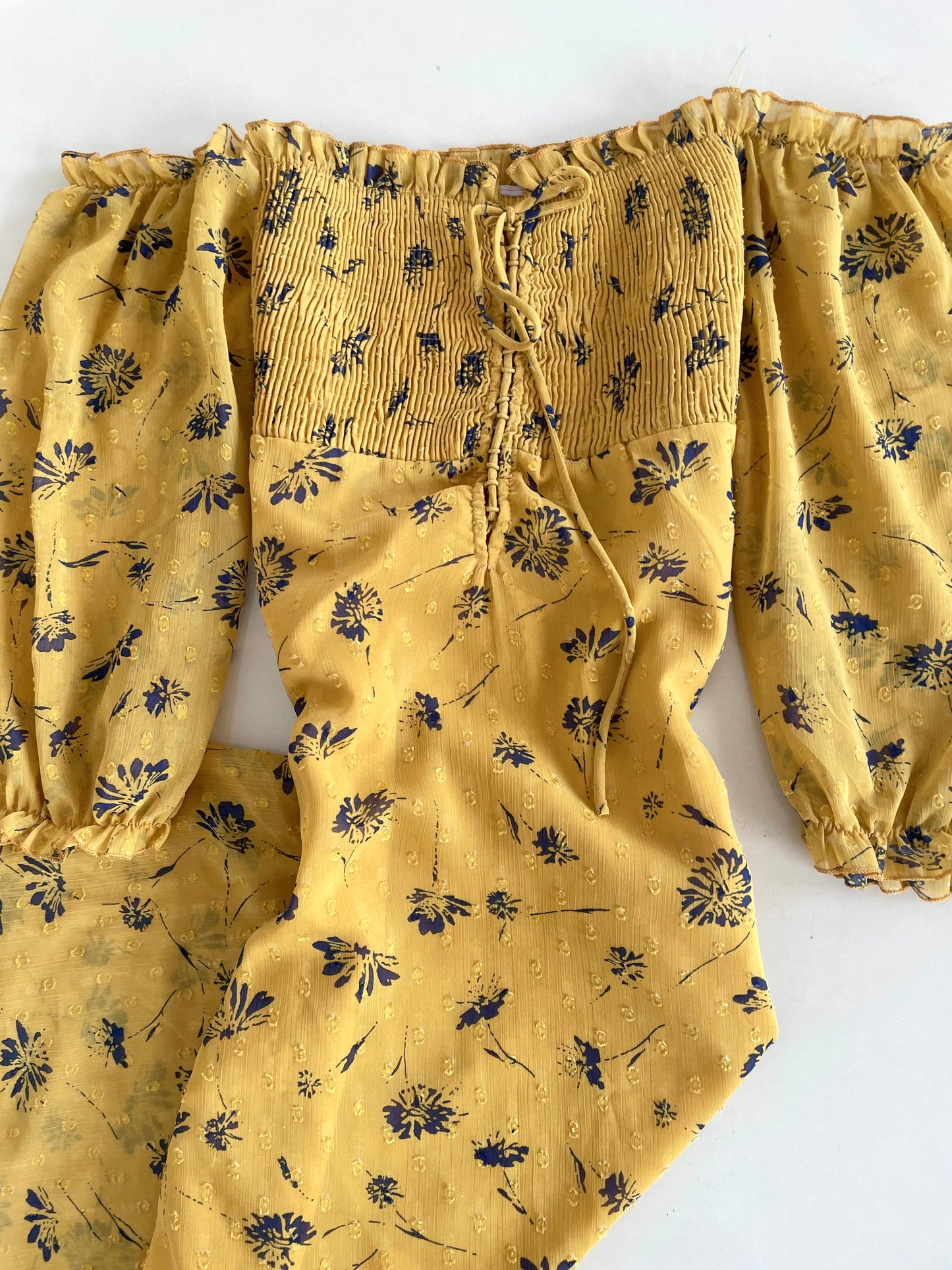 Mustard Smocked Dress-Bust 32
