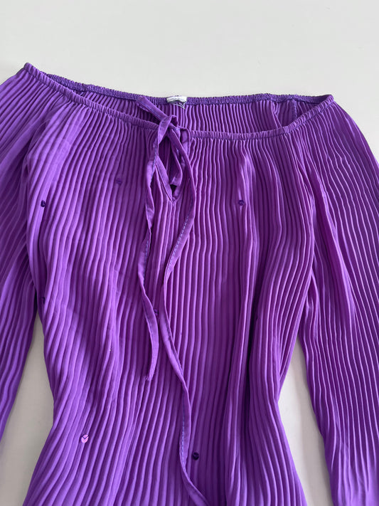 Purple Vintage Pleated Top-Bust 40